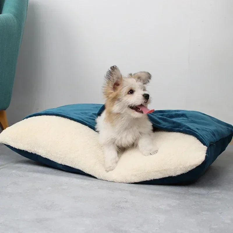 Bite-Resistant Washable Pet Bed - Winter Warm Removable Plush Cushion Large Dog Kennel Sofa Mat & Cat Sleeping Bag for Pets