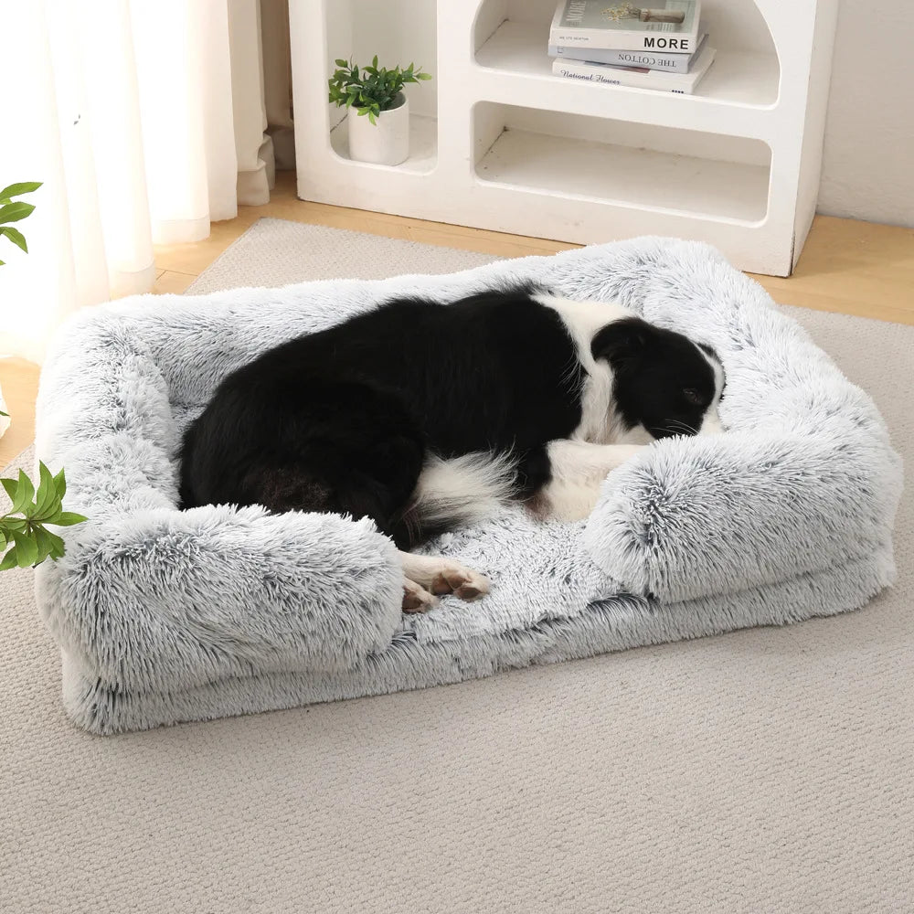 Half-Surround Dog Bed – Soft Plush Orthopedic Pet Sofa for Dogs & Cats