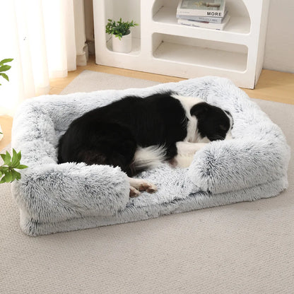 Half-Surround Dog Bed – Soft Plush Orthopedic Pet Sofa for Dogs & Cats