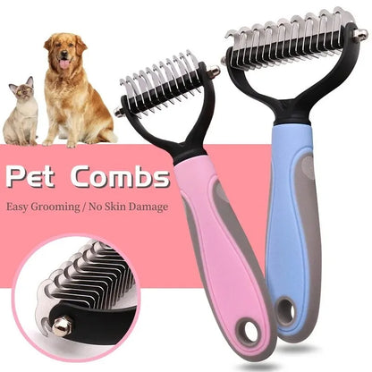 WOBDAEL Double-Sided Pet Deshedding Brush – Knot Cutter & Fur Remover Comb for Dogs & Cats