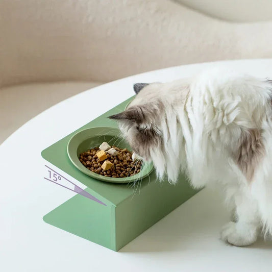 Cat Double Ceramic Bowl with Iron Stand Pet Elevated Raised Food Water Bowls Small Dogs Drinking Eating Feeding Supplies - Bdba PK