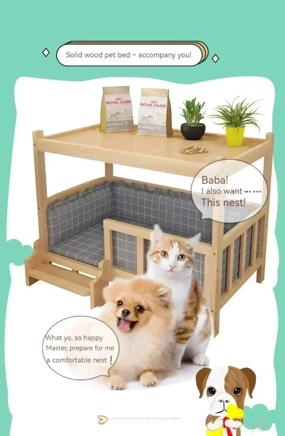 Simplicity Wooden Dog Bed Can Be Used As Bedside Table Dog Kennel Four Season Universal Environment protection Practical Pet Bed