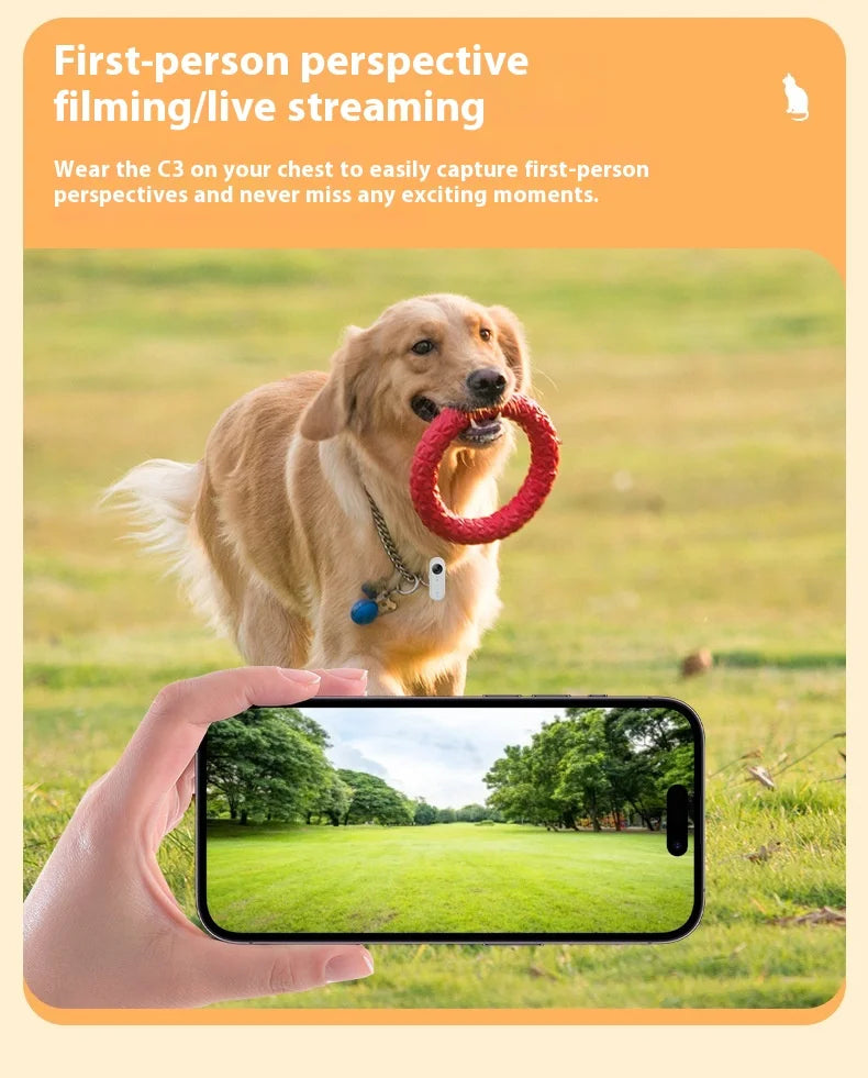 HD 1080P Pet Collar Camera – Waterproof WiFi Dog & Cat Body Cam with Anti-Shake