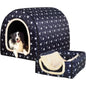 Dog Bed,2 Ways to Use,Indoor Pet House with Fluffy Mat,Removable and Washable Cover,Splash-Proof House and Non-Slip Bottom,for L