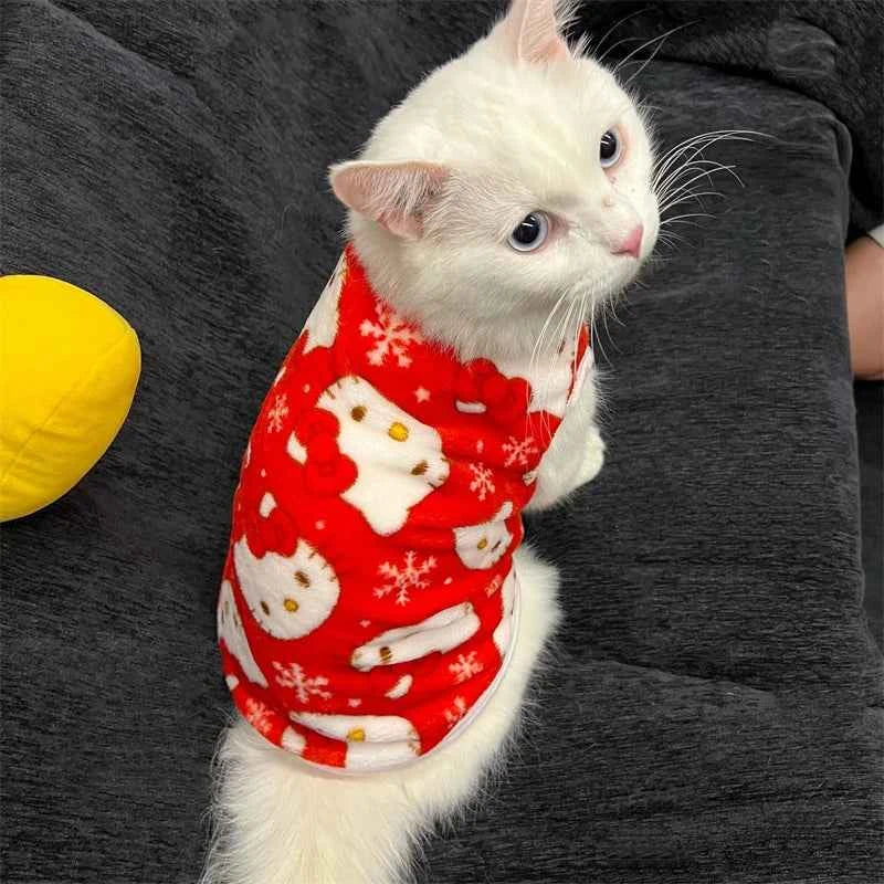 Winter Warm Pet Clothes For Cats Pullover Kawaii Hello Kitty Cat Sweater Costume  Mascotas Clothing Gatos Products For Animals