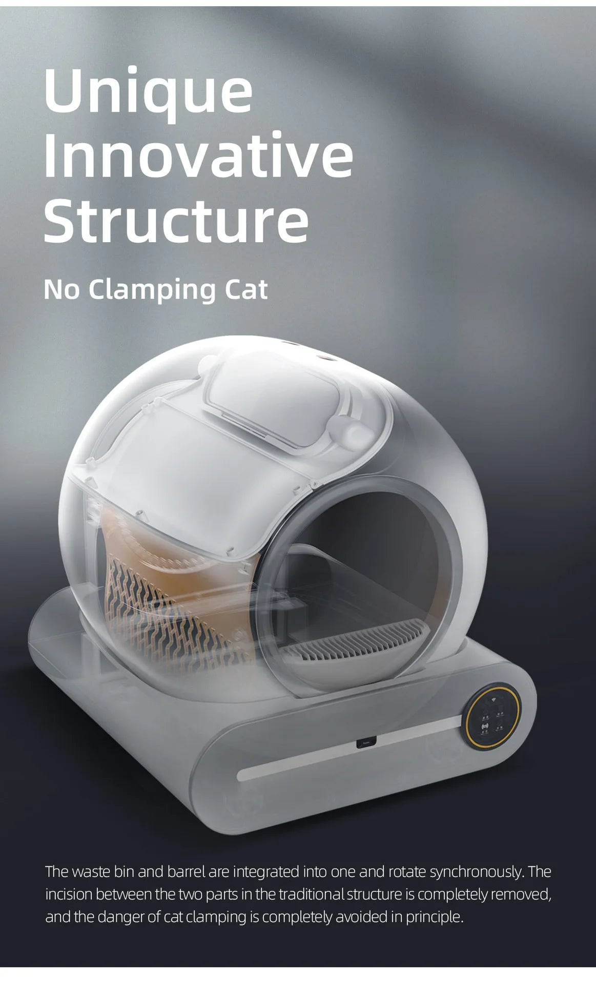 Tonepie 65L Fully Enclosed Smart Self-Cleaning Cat Litter Box with App Control