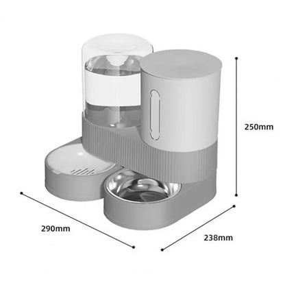 Automatic Cat Feeder Automatic Pet Feeder Water Dispenser Set for Cats Dogs 2-in-1 Food Bowl with Stainless Steel Insert 1pcs
