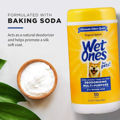 Dog Wipes with Baking Soda, Tropical Splash Scent - 50 Count