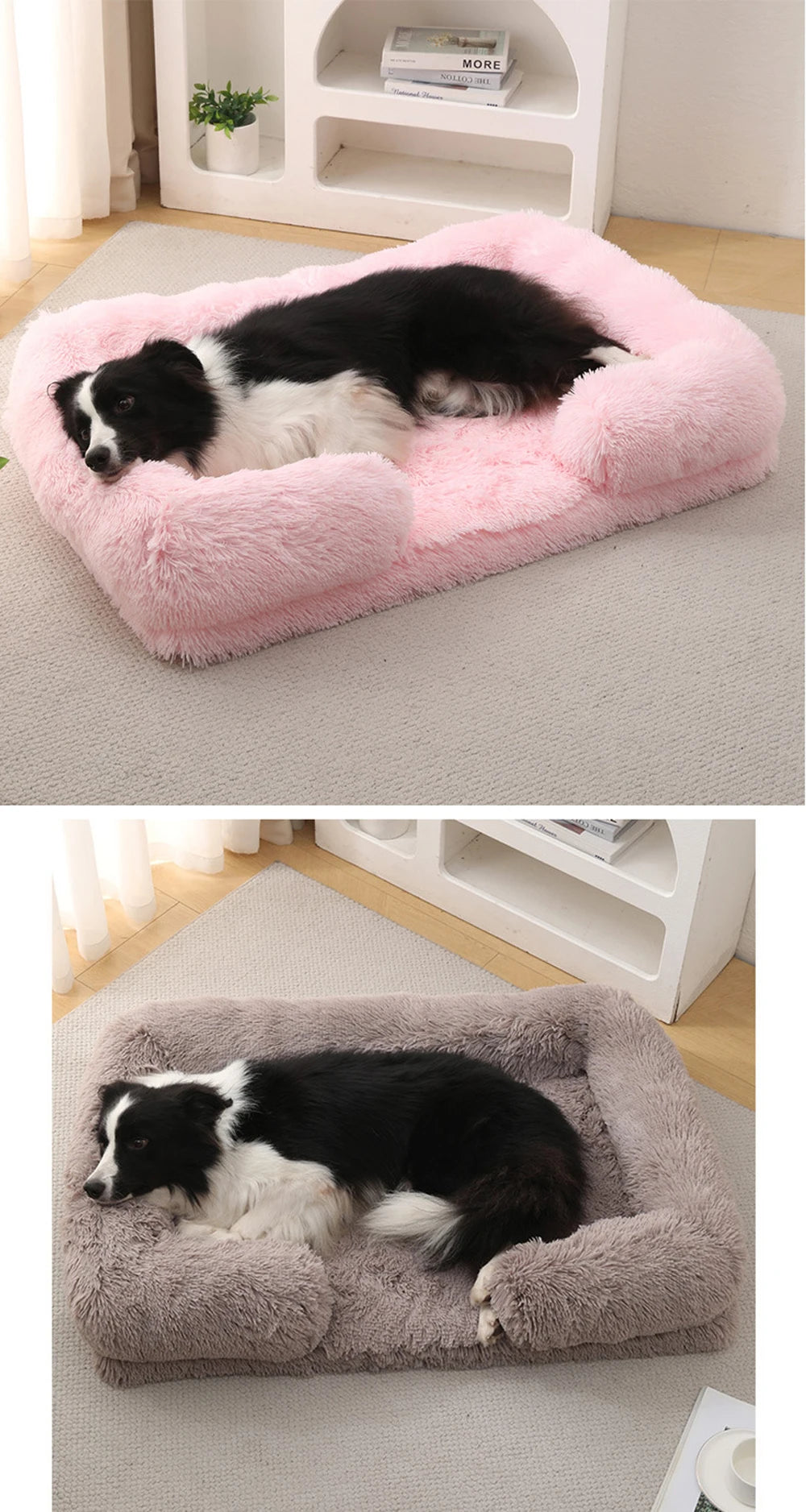 Half-Surround Dog Bed – Soft Plush Orthopedic Pet Sofa for Dogs & Cats