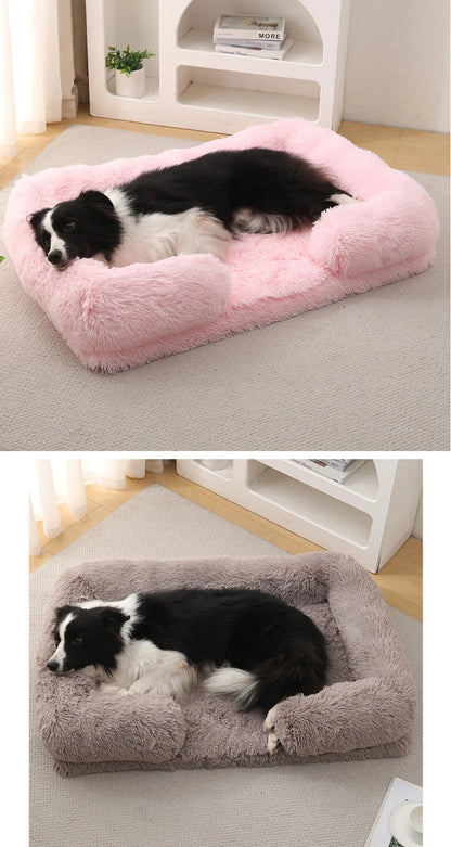 Half-Surround Dog Bed – Soft Plush Orthopedic Pet Sofa for Dogs & Cats