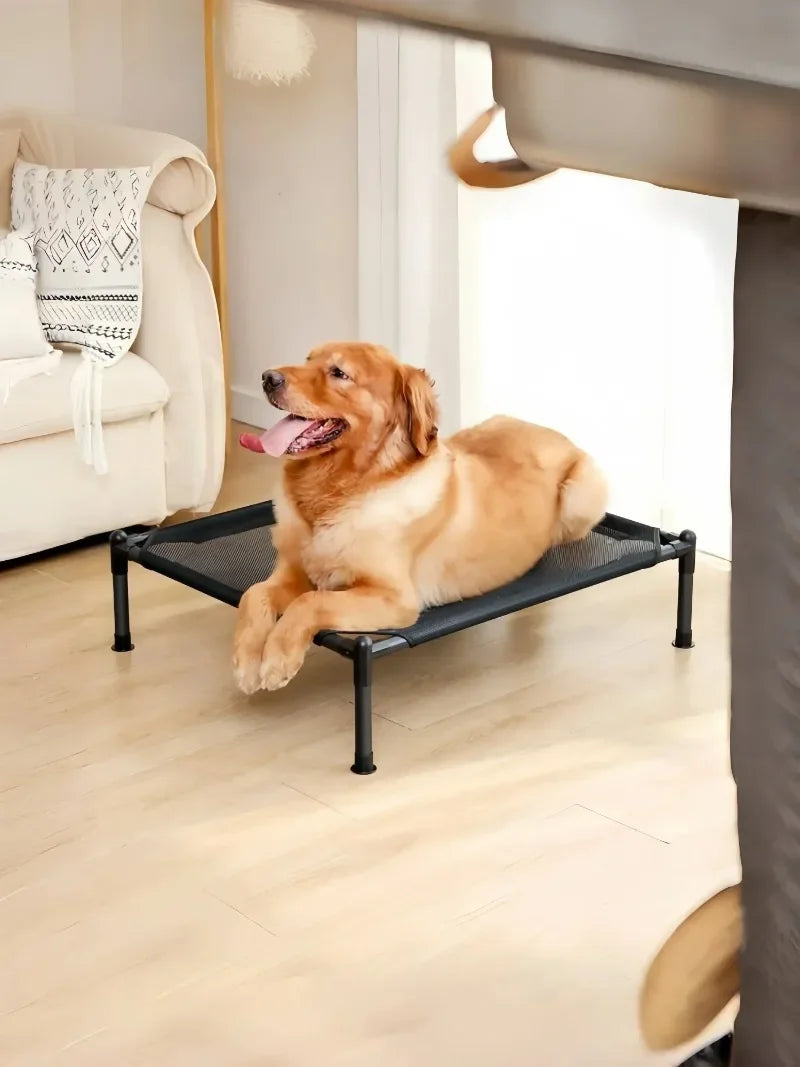 Foldable Elevated Pet Bed - Portable Camping Dog/Cat Bed with Washable Mat, Breathable Dog House for All Seasons