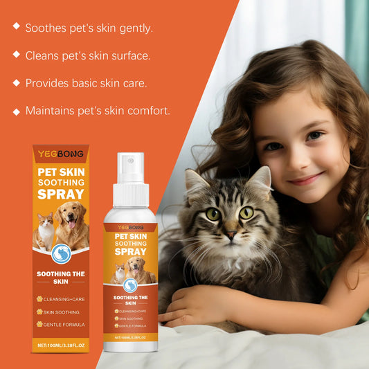 Pet Skin Soothing Spray - Gentle Formula Quickly Relieve Itching Discomfort Clean Skin Surface Daily Care for Dogs Cats - Bdba PK
