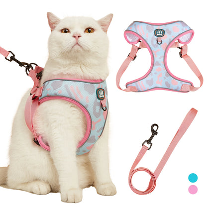 New Arrives Adjustable Soft Mesh With Fashionable Design Pet Harness And Leash Set