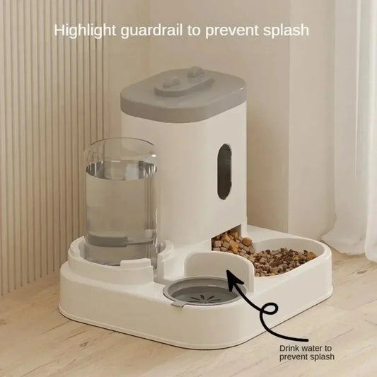 KJ Automatic Feeder Dog Cat Food Bowl with Water Fountain Large Capacity Pet Food Storage Dispenser Container Puppy Pet BB - Bdba PK