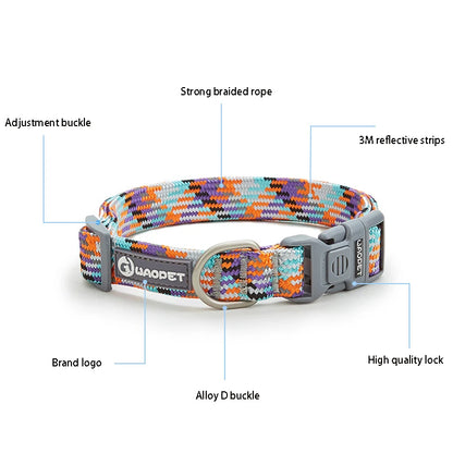 Nylon Dog Collar Adjustable Reflective Pet Collars with Metal Buckle and Quick Release Buckle Large and Medium Dog Pet Collars