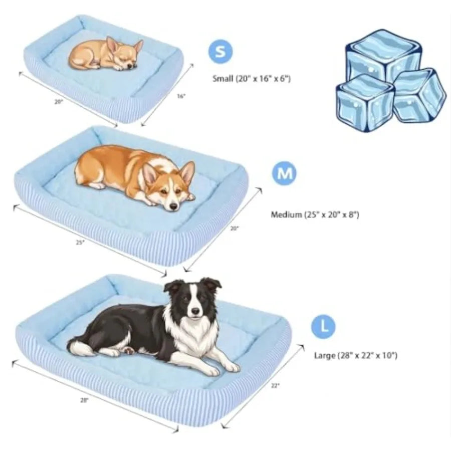 Cooling Dog Bed for Dogs Breathable Dog Cooling Mat with Self Cooling Ice Silk Fabric Washable Summer Pet Bed for Indoor Outdoo