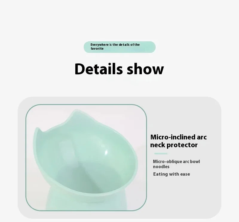 Elevated Cat Bowl Neck Protector Anti Vomiting Food Water Bowls for Indoor Cats Kittens Anti-Tip Plastic Raised Pet Feeding Dish