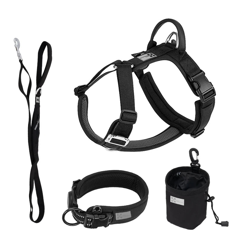 SMALL COMBINATION Large Dog Collar Harness and Leash Sets No pull Reflective Medium dog chest vest Pet German Shepherd Training