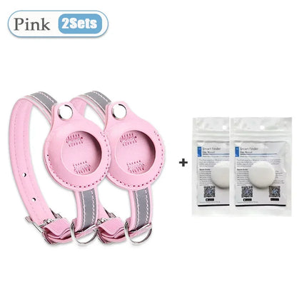 Pet GPS Tracker Leather Pet Adjustable Collars for Apple Airtag Location Tracker Dog Cat Anti-lost Reflective Protection Case