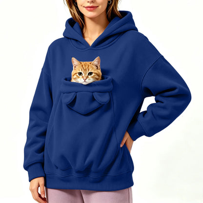 Kangaroo Pocket Cat Dog Hoodies For Women Autumn Winter Warm Outwear Sweatshirt Comfortable Street Style Trendy Fashion Tops