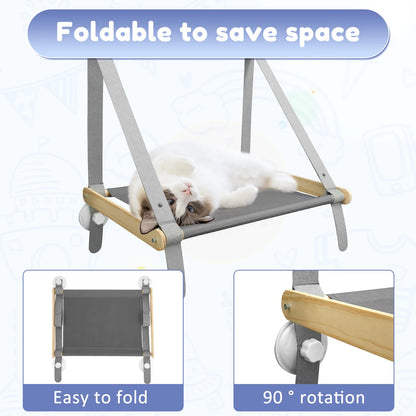 Cat Window Hammock – Foldable Hanging Bed with Suction Cups for Cats
