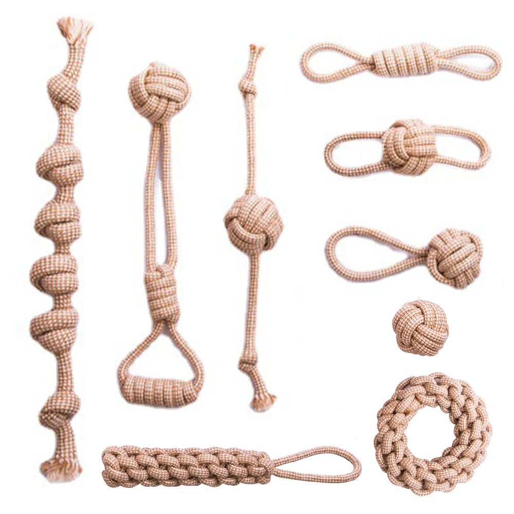 Interactive Cotton Rope Dog Toys for Small Large Dogs Tug of War Durable Bite Toy for Pet Pug Chihuahua Bichon Christmas Gift