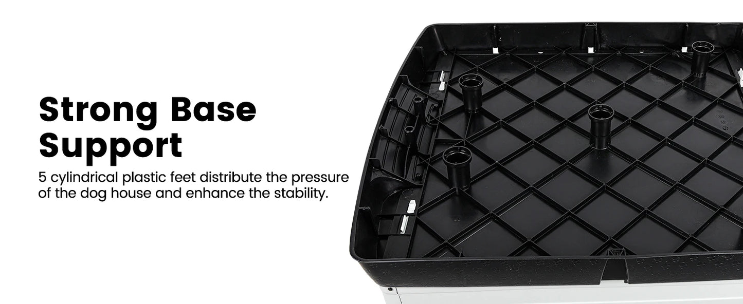 Waterproof Plastic Dog House – Indoor Outdoor Kennel with Elevated Floor for All Sizes