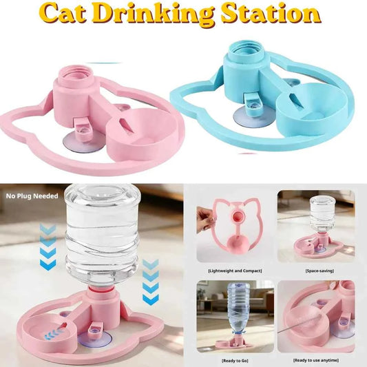 Gravity Automatic Water Renewal Cat Dispenser Non Plug-in Anti Overturn Splash Proof Suction Cup Bowl For Cat Small Dog