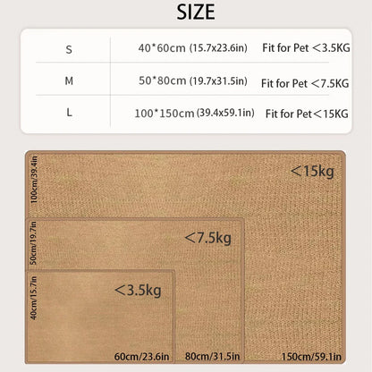 Large Cat Scratching Mat Carpet Non-Slip Pet Bed Mat Sofa Protector Cat Scratcher Anti-Scratch Furniture Protector for Cats