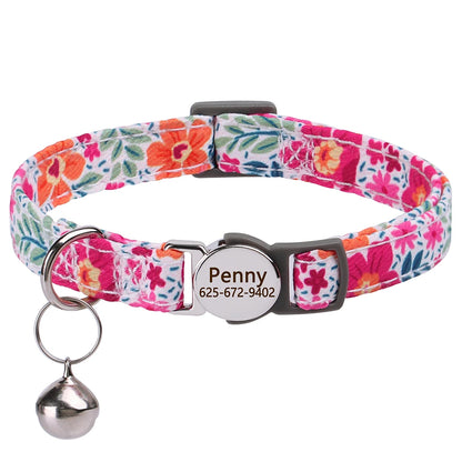 Cat Collar Free Personalized Kitten Collars Engraved Pet Puppy Name Necklace Collars Anti-lost for Cats Small Dogs Adjustable