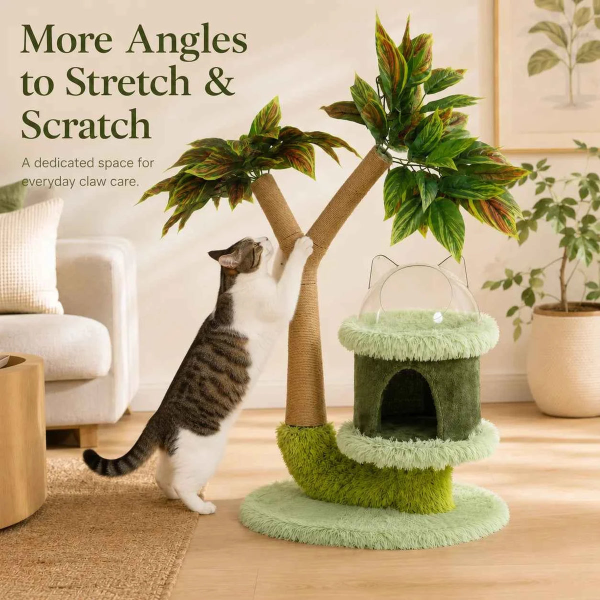 Mango Tree Cat Tree for Small Cats - Cozy Perch Fun Platform Scratching Post - Cat Furniture with Natural Sisal Rope