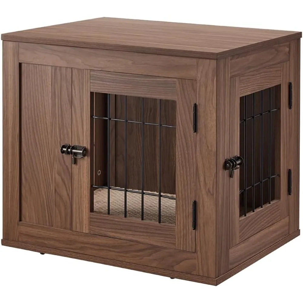 Furniture Style Dog Crate – Indoor Wood & Wire Pet Kennel with End Table Top