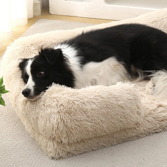 Half-Surround Dog Bed – Soft Plush Orthopedic Pet Sofa for Dogs & Cats
