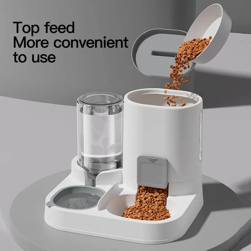 Portable Automatic Pet Feeder 2 In 1 Convenient Pet Supplies Waterer Food Container Removable Large Capacity Treat Dispenser C