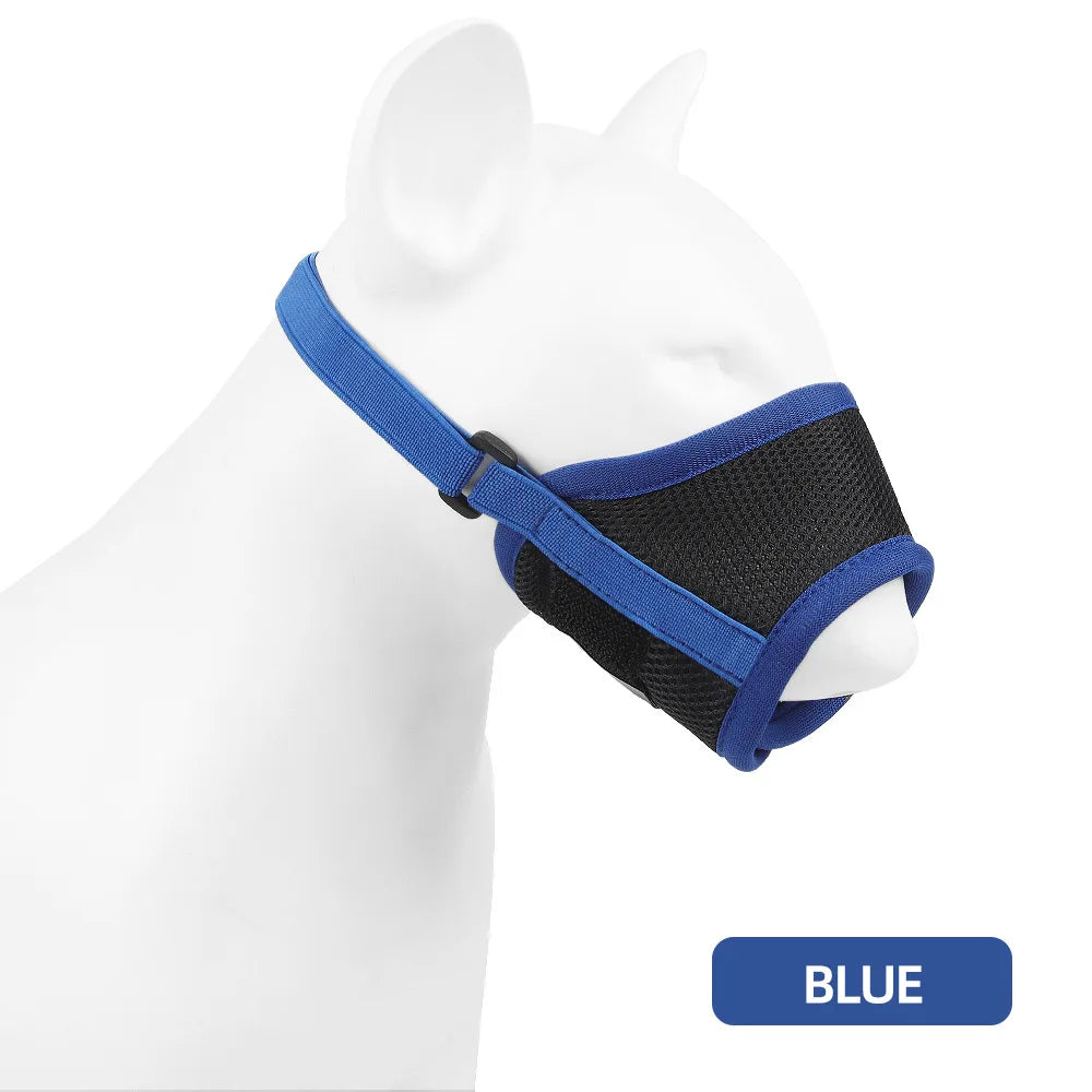 Dog Muzzle,Soft Nylon Muzzle Anti Biting Barking Chewing Air Mesh Breathable Adjustable Pets Muzzle for Small Medium Large Dogs