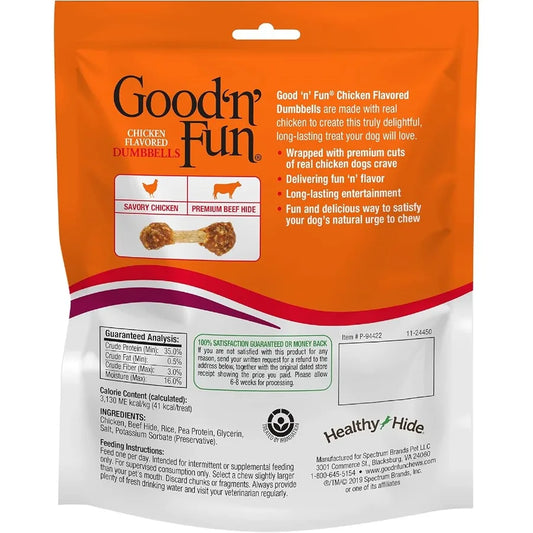 Good'N'Fun Chicken Rawhide Dumbbell Dog Chews – Training Treats for Small Dogs - Bdba PK