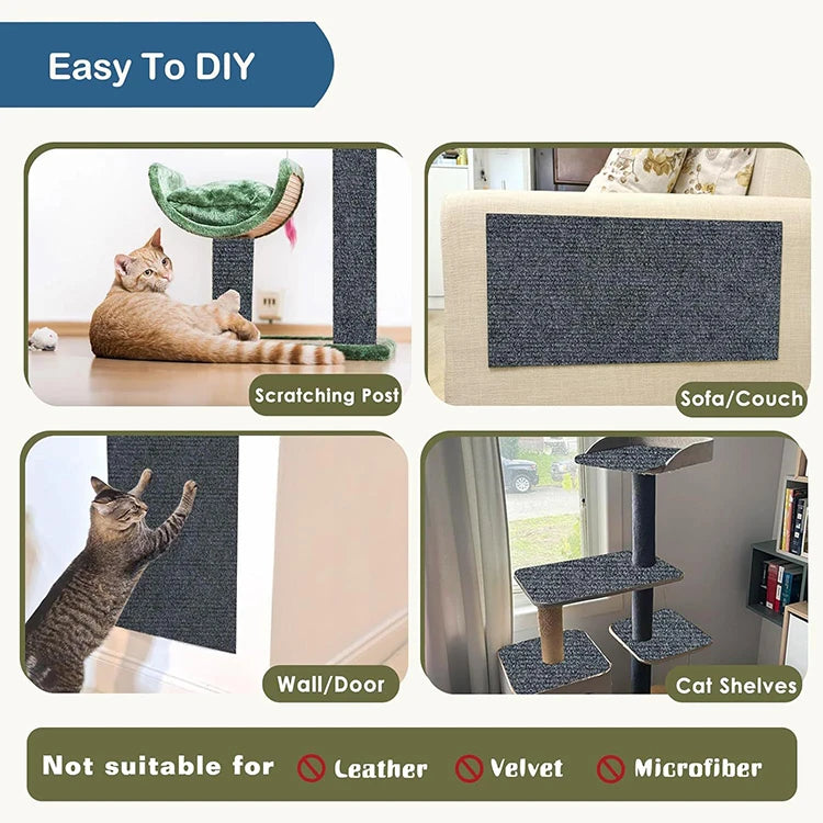 Cat Scratcher Sofa Protector Cats Scratcher Pad Board Protection Trimmable Self-adhesive Carpet Corner Wall DIY Cat Scratch Mat
