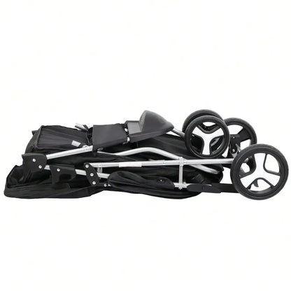Dog Stroller 3 Wheels Pet Stroller Foldable Dog Cat Carrier Strolling w/Cup Hold
