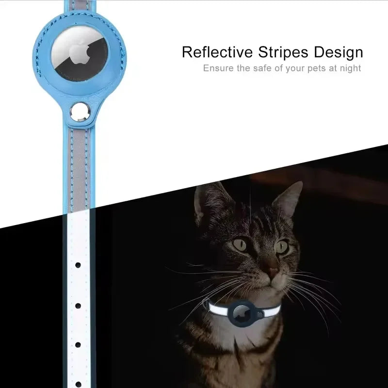 Pet GPS Tracker Leather Pet Adjustable Collars for Apple Airtag Location Tracker Dog Cat Anti-lost Reflective Protection Case