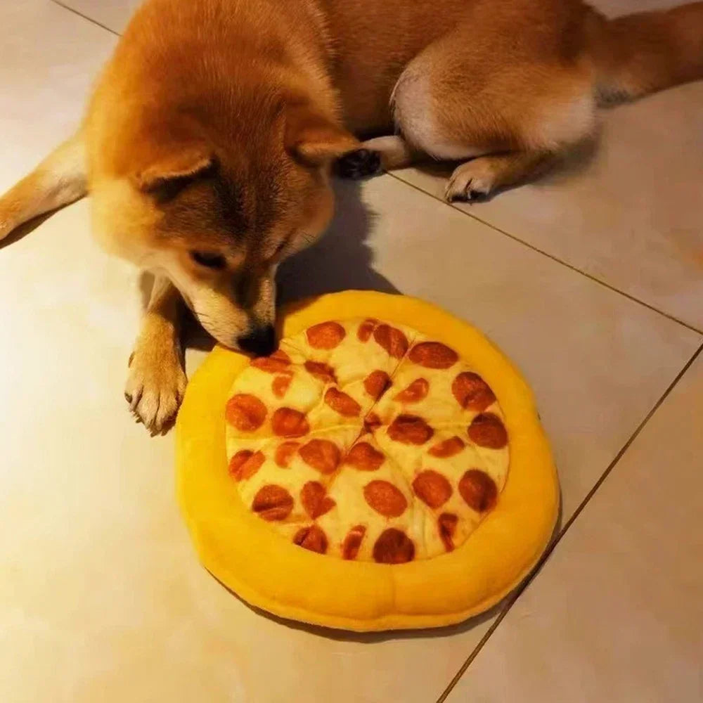 Dog Toy Plush Pizza Shape Pet Squeaky Sound Toys for Small Large Dogs Puppy Teeth Cleaning Chew Toy Pet Supplies