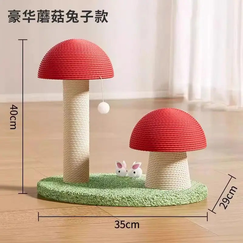 Mushroom Cat Scratching Post, Sisal Cat Scratcher With Ball Toy, Durable Small Cat Tree For Indoor Cats