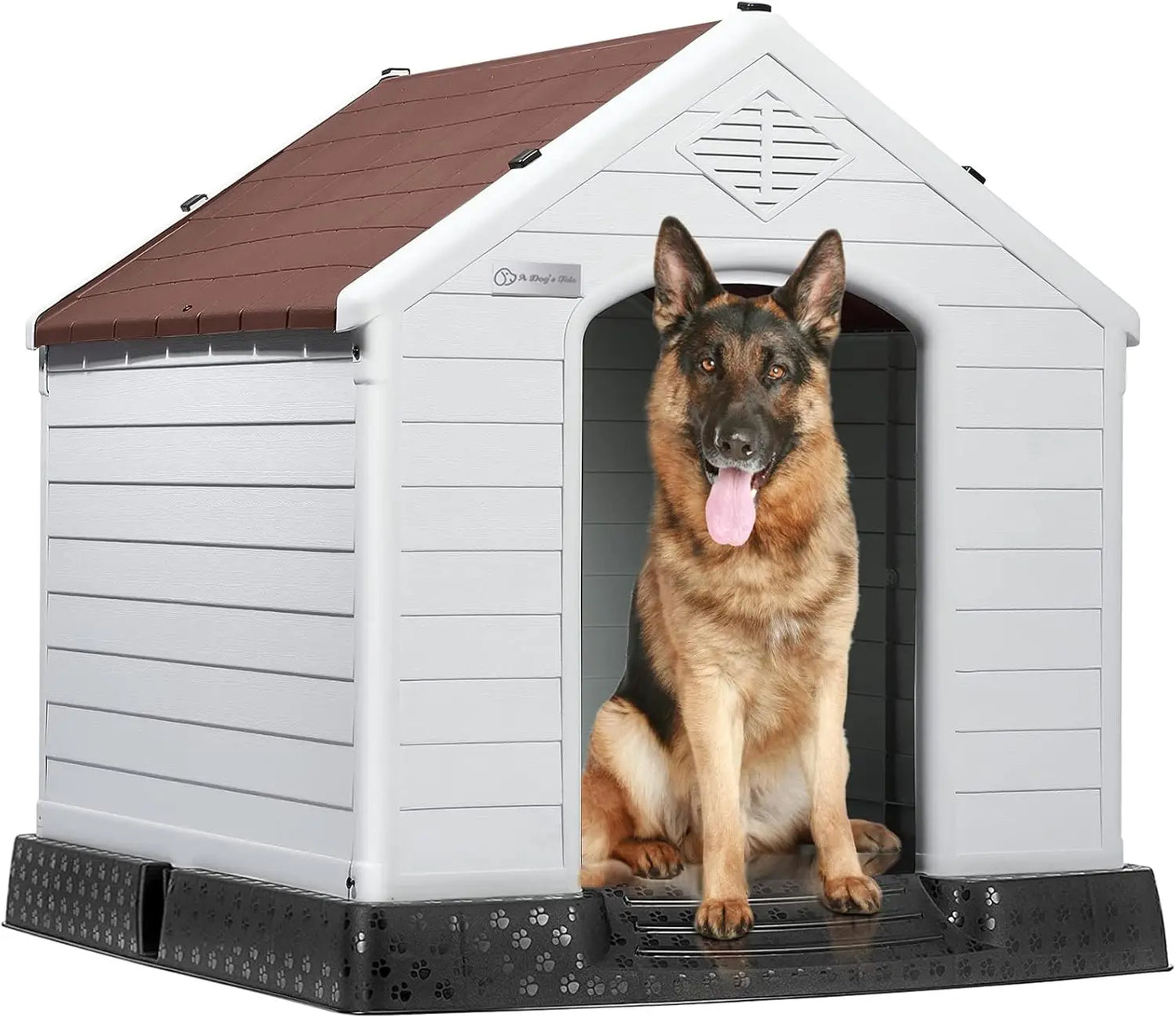 Waterproof Plastic Dog House – Indoor Outdoor Kennel with Elevated Floor for All Sizes
