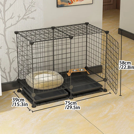 Indoor Dog Cage Villa with Toilet Small Dog Shelter for Pomeranian And Teddy Dogs Family Pet Cage with Tray