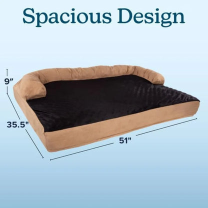 Jumbo Dog Bed 51x35.5 Pet Bed 3-Layer Orthopedic Dog Sofa with Cooling Gel Memory Foam Neck Bolster