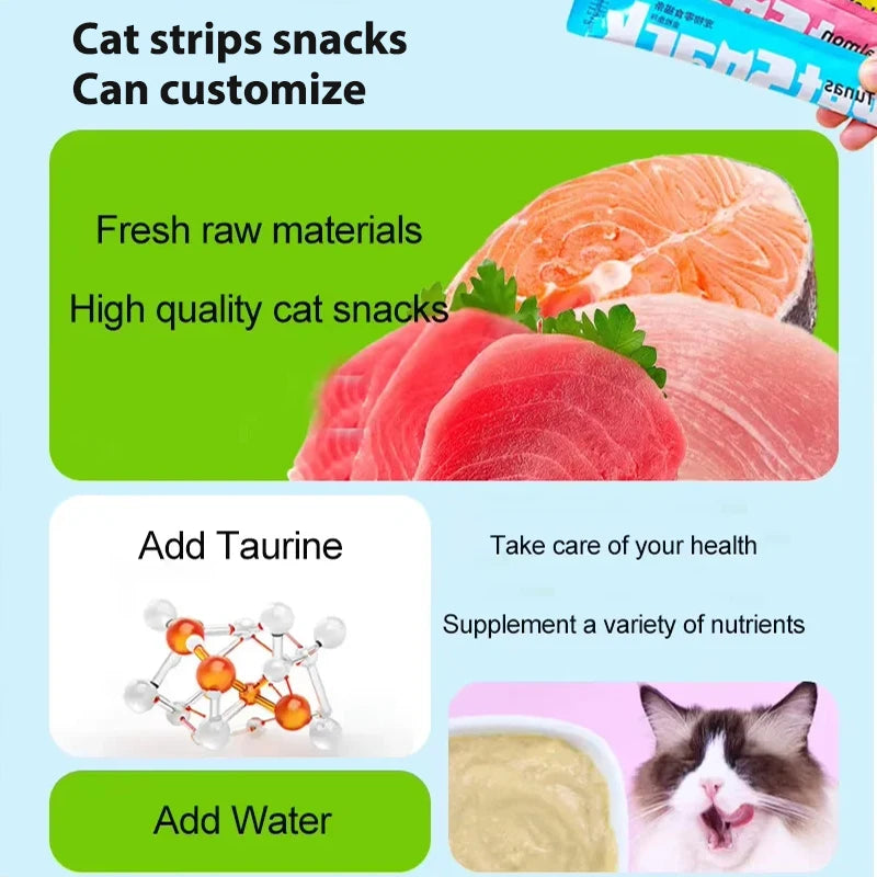 Cat Liquid Snack Strips – Chicken, Salmon & Tuna Wet Treats for Cats & Kittens