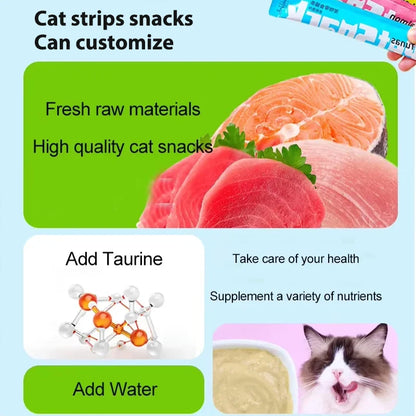 Cat Liquid Snack Strips – Chicken, Salmon & Tuna Wet Treats for Cats & Kittens
