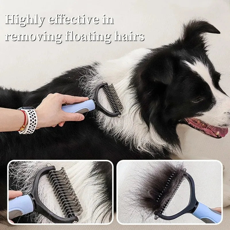 WOBDAEL Double-Sided Pet Deshedding Brush – Knot Cutter & Fur Remover Comb for Dogs & Cats