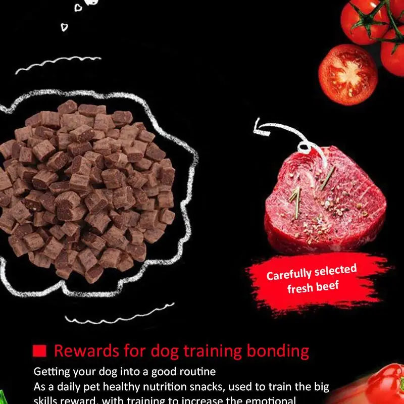 Beef Dog Treats – Chewy Diced Beef Training Rewards for Puppies & Adult Dogs