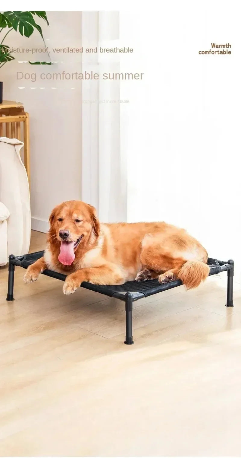 Foldable Elevated Pet Bed - Portable Camping Dog/Cat Bed with Washable Mat, Breathable Dog House for All Seasons