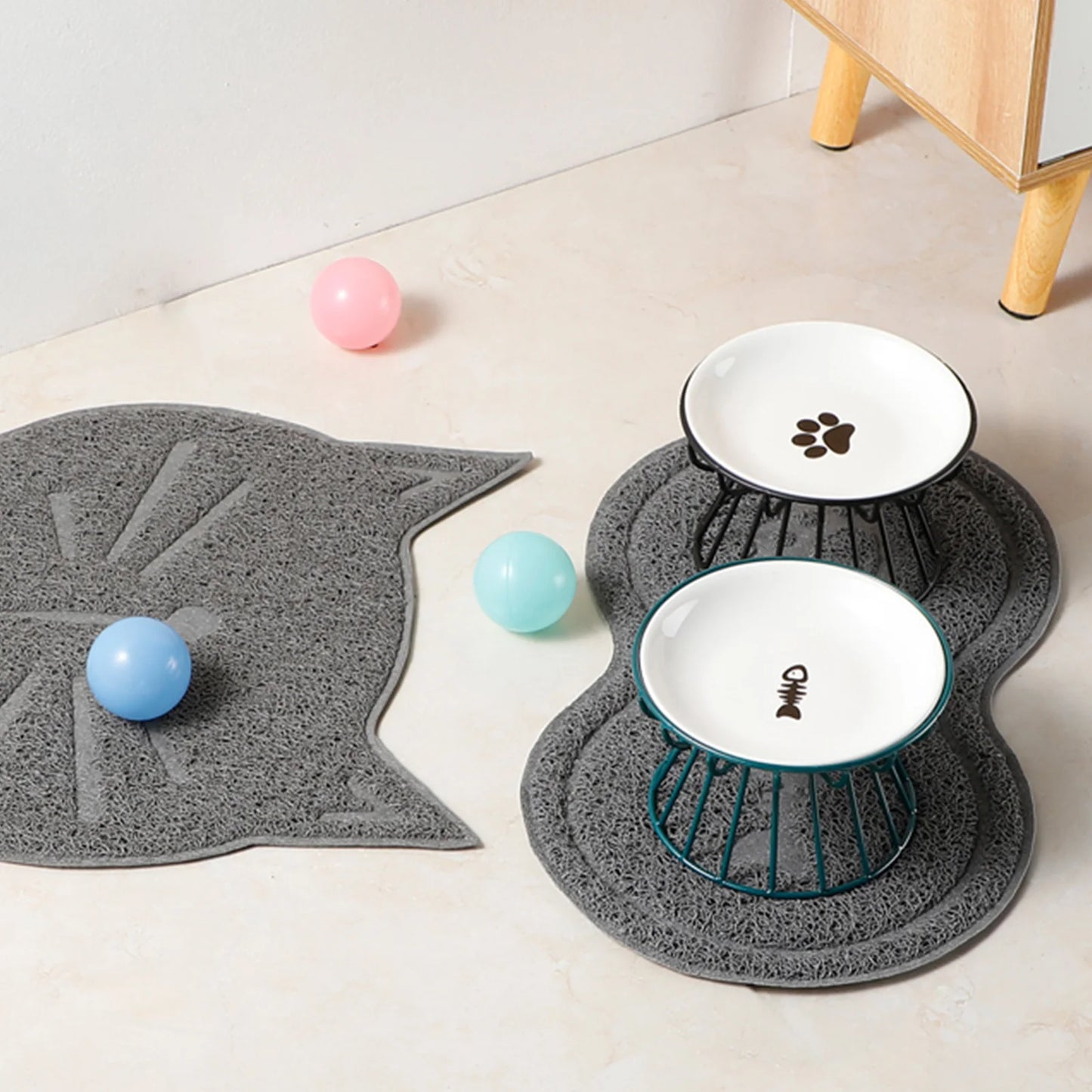 Ceramic Raised Pet Bowl Food Water Bowls with Rack for Cats Dogs Outdoor Feeding Drinking Accessories Doggie Cat Stand Bowl ﻿